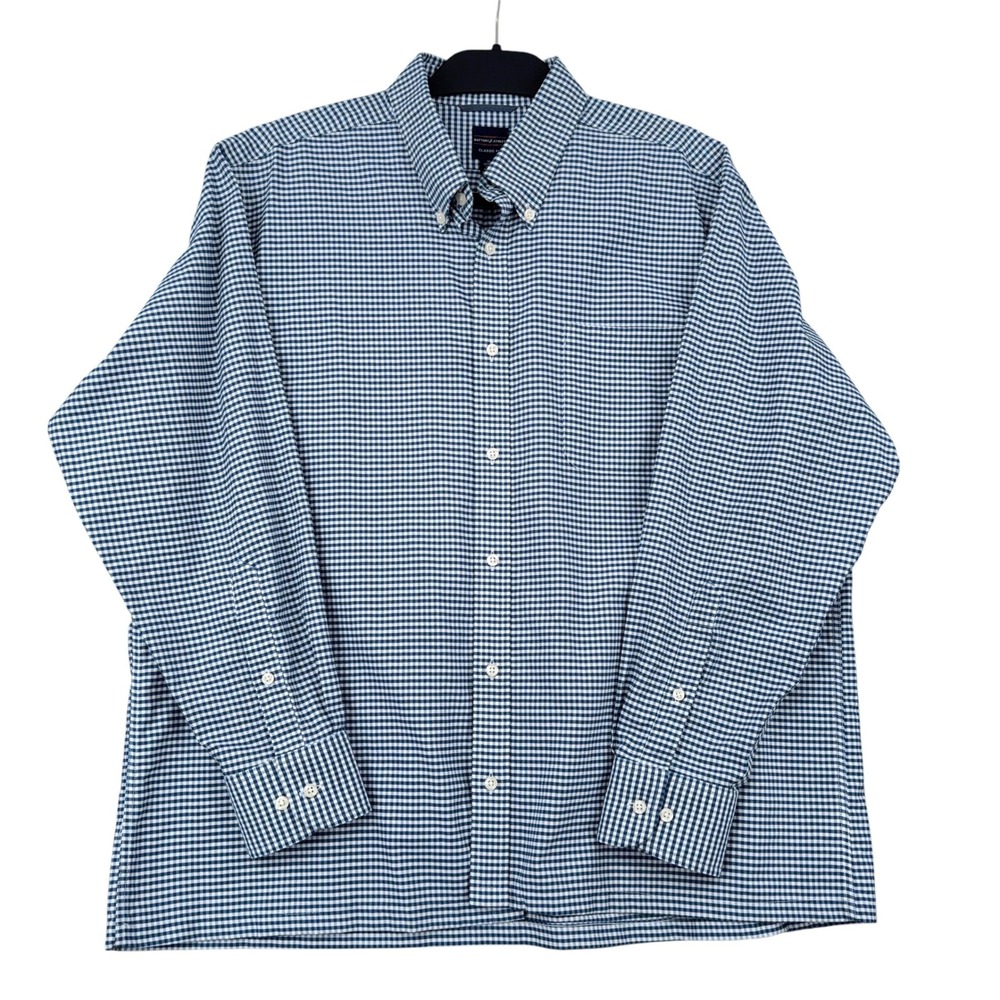 Dockers Battery‎ Street Mens XL Blue Gingham Button Down Classic Fit Shirt